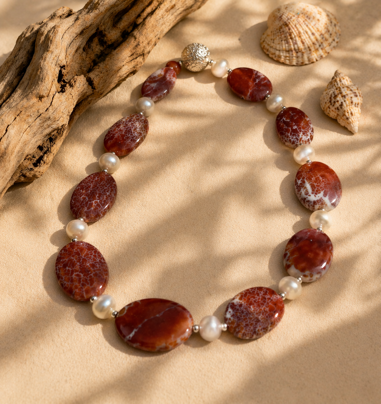 Pearl and Rock pool necklace