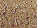 Rose Quartz, pink opal and pearls long necklace